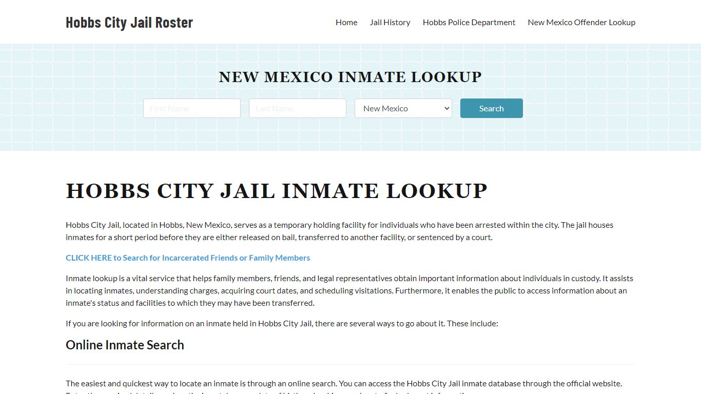 Hobbs City Jail, NM Inmate Search, Jail Roster, Bookings