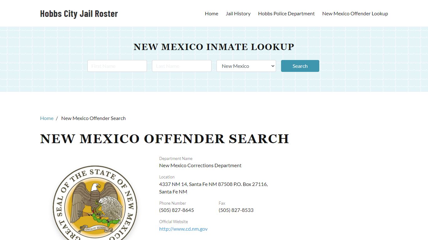 New Mexico Offender Lookup, City Jail Records Search